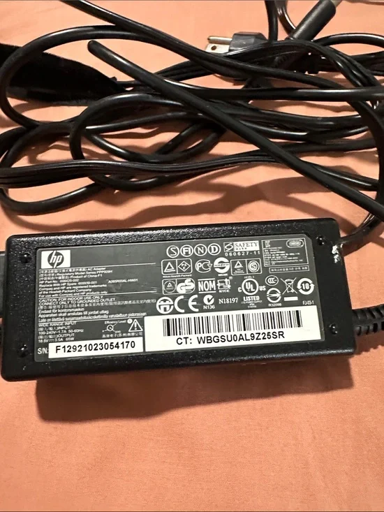 HP Black Laptop Power Adapter - Travel Friendly, Small & Lightweight