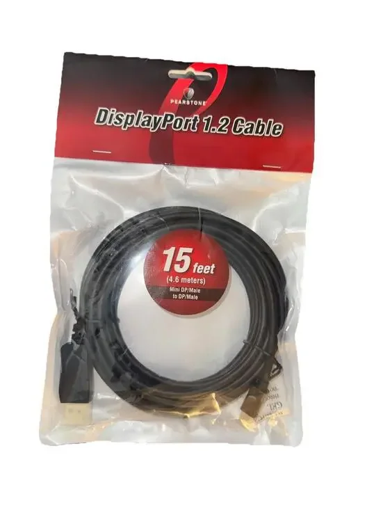 Pearstone Mini DisplayPort 1.2 to DisplayPort 15 Feet Brand New