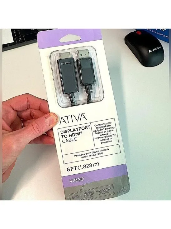 NIB Ativa HDMI DisplayPort to HDMI Cable 6”
