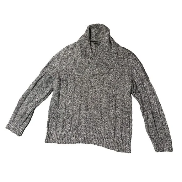 Banana Republic Sweater Mens Large Black & White Knit Long Sleeve Pull Over