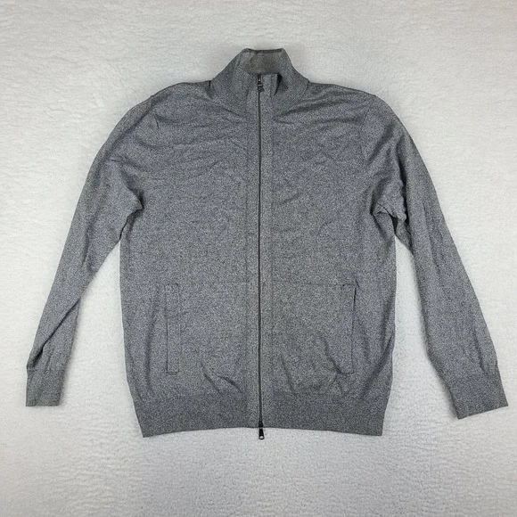 Banana Republic Sweater Mens Large Gray Luxury Blend Full Zip Sweatshirt *