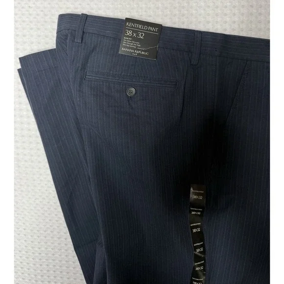 Banana Republic 38x32 Navy Blue Pinstripe Slim Fit Kentfield Pant Trouser NWT