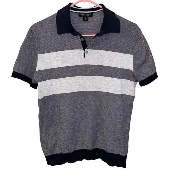Banana Republic men’s striped sweater polo 100% supima cotton (size small)