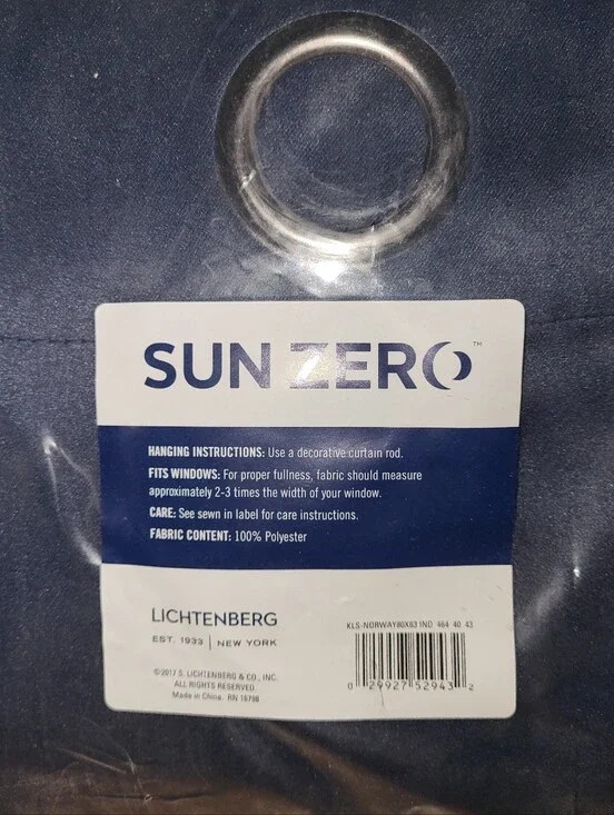 NIB SUN ZERO Navy Grommet Blackout Curtain Lichtenberg Norway 80x63 Panel