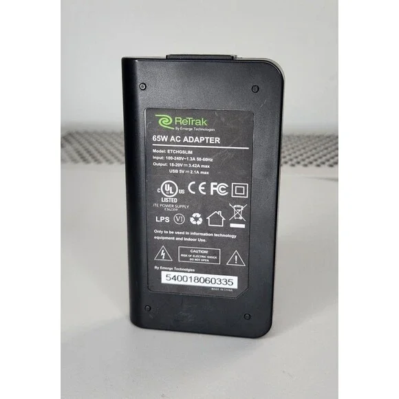 ReTrak Retractable AC Adapter - Output 18-20 Volt Brick Only Model ETCHGSLIM