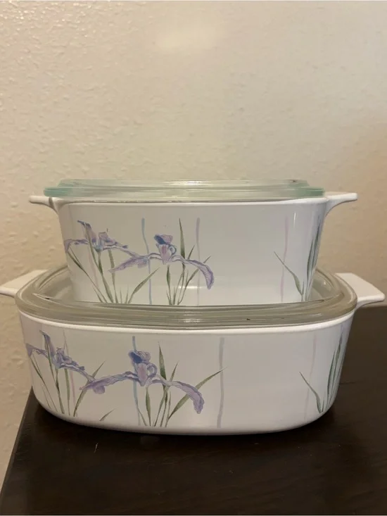 Corningware shadow iris casserole dish set