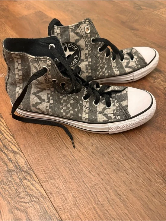 Converse High Top Sneakers in Black and White Geometric Print