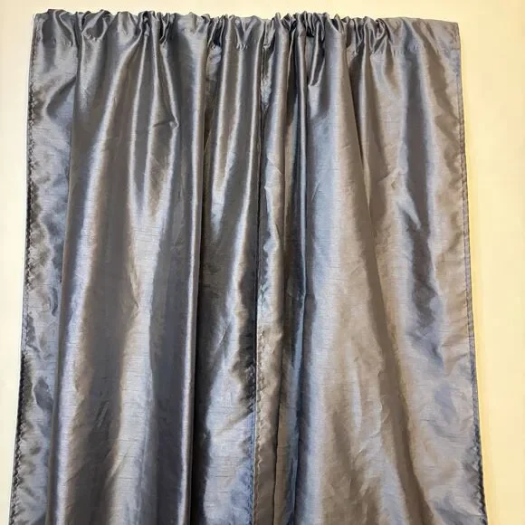 Metallic Gray Floor Length 36”x 84” Plain Rod Pocket Panel Curtains Set Of 2