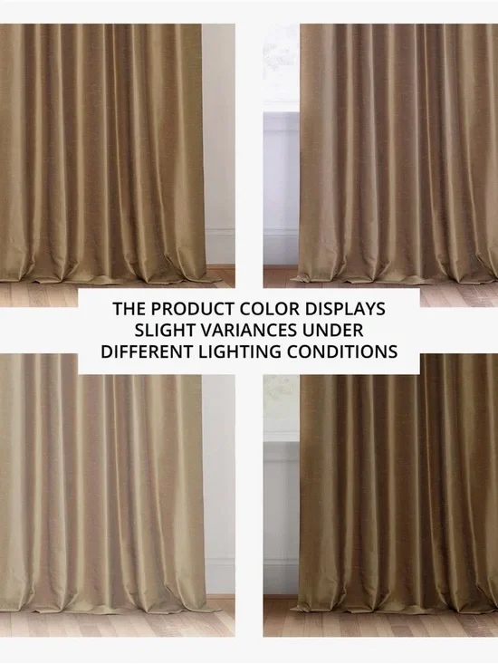 Elegant Beige Dupioni Silk Blackout Curtains  Top 47” wide 118” long