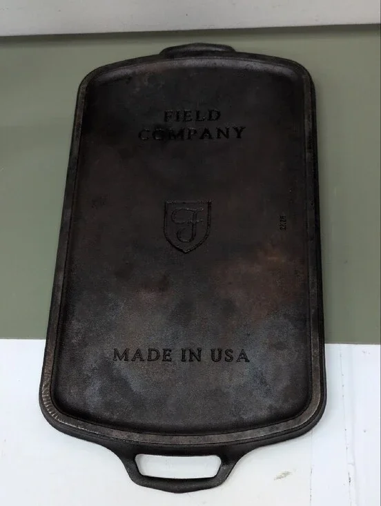 Field Company Long Cast Iron Griddle features a vintage-style .