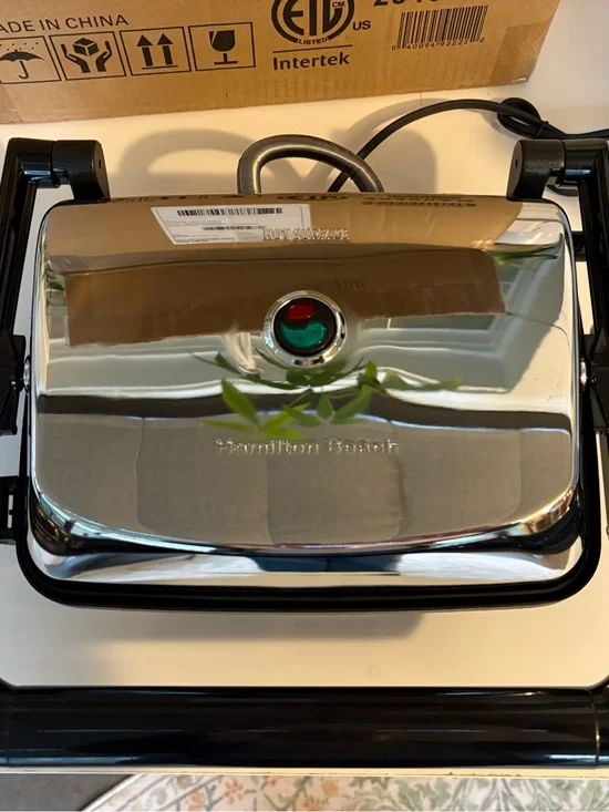 Hamilton Beach Polished Silver Electric Grill with Black Frame