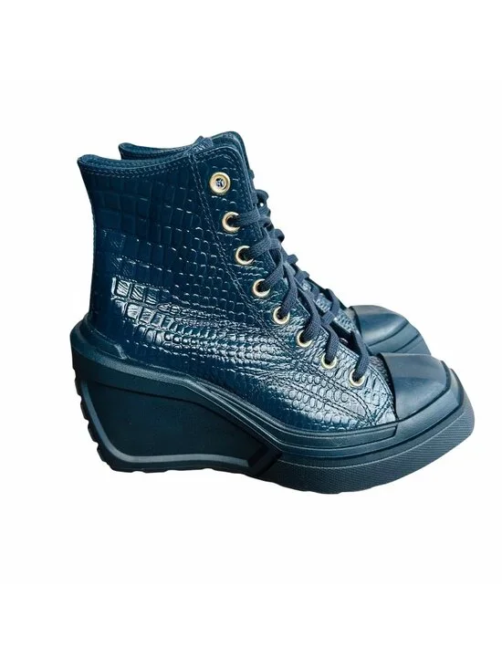 ✨Converse Chuck 70 De Luxe Wedge Platform Leather Sz 6 Women Shoes Blue A10037C