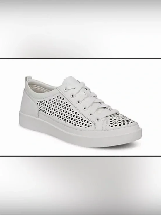 Vionic Perforated Leather Casual Sneakers - Winny Perf White Size 10 NWB