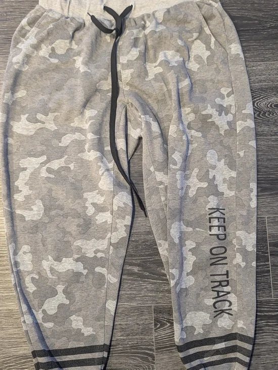 New Look Gray Camo Track Joggers with Black Drawstring