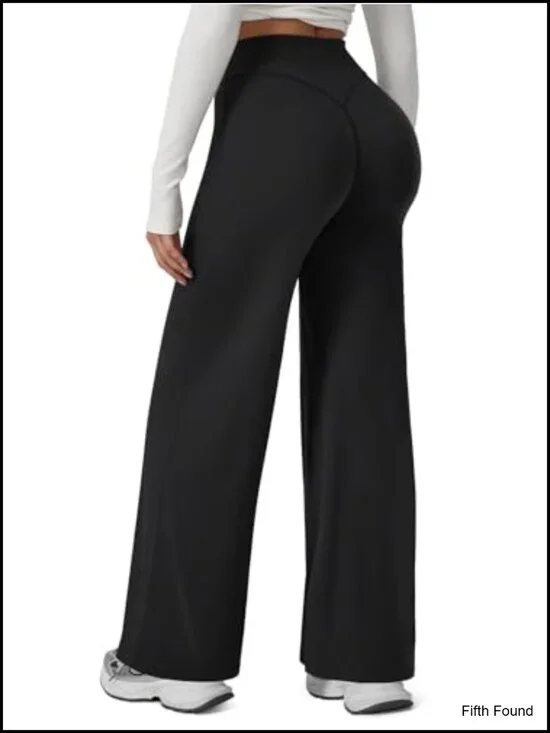 High Waisted Wide Leg Yoga Pants, Butt Lifting Straight Leg Leggings No Front