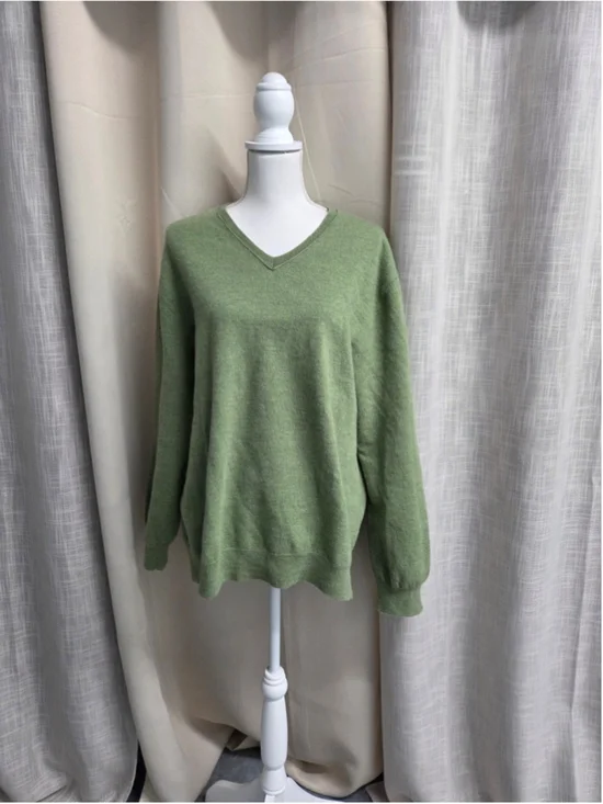 Vintage Banana Republic Olive Green V-Neck Wool Men's Sweater Winterwear Sz XXL