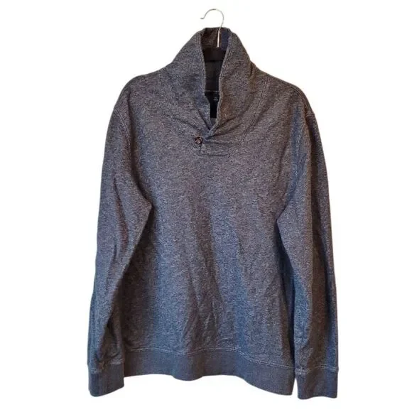 Banana Republic Men's Charcoal Grey Collared Sweatshirt Size XL