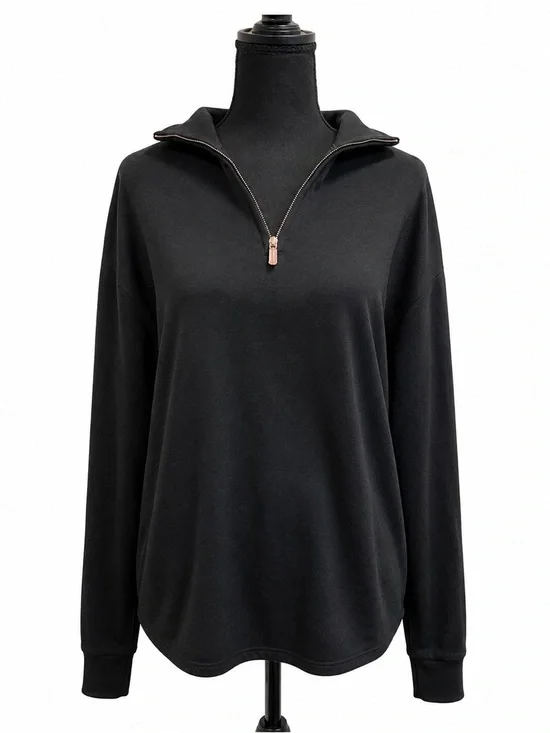 BANANA REPUBLIC MENS BLACK LONG SLEEVE QUARTER ZIP