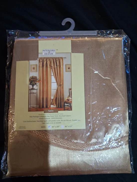 Satin Window Curtain Panel in Gold