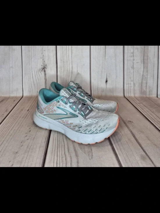 Brooks Glycerin 20 Women's Size 9D Wide Running Shoes Oyster/Latigo Bay/Coral