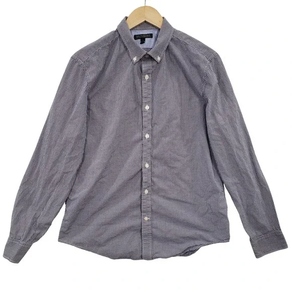 Banana Republic Soft‎ Wash Tailored Slim Fit Gingham Button Down Shirt Mens L