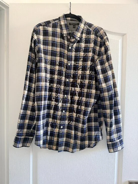 Banana Republic Luxe Flannel Plaid Shirt Slim Fit Medium