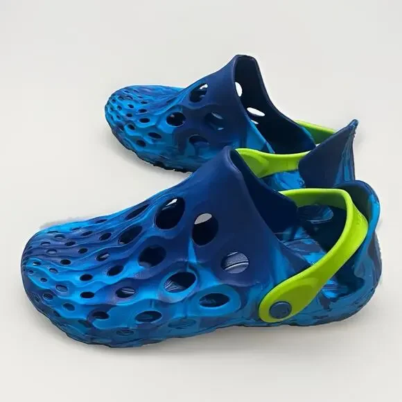 MERRELL Hydro Moc Blue Green Slip On Clogs Water Sandals Youth Size 3 Women 4-5