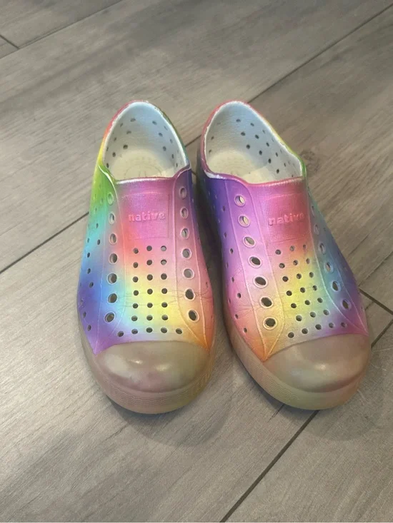 Native Children's Rainbow Slip-On Water Shoes - Neon Multicolor  Size 12C