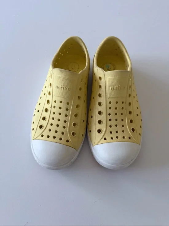 Native Kids Slip-On Water Shoes in Yellow with White Toe