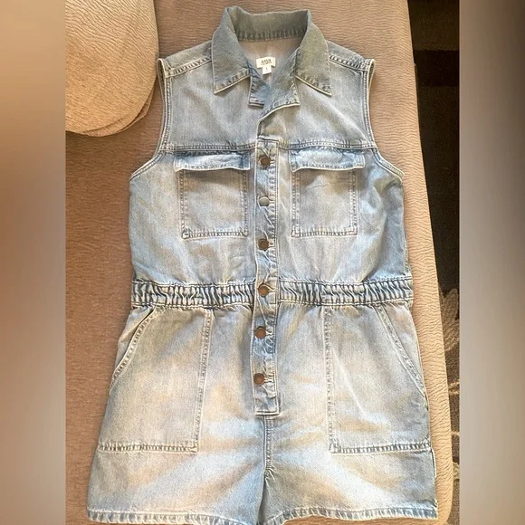 ANA Denim Sleeveless Romper - Size L - EUC