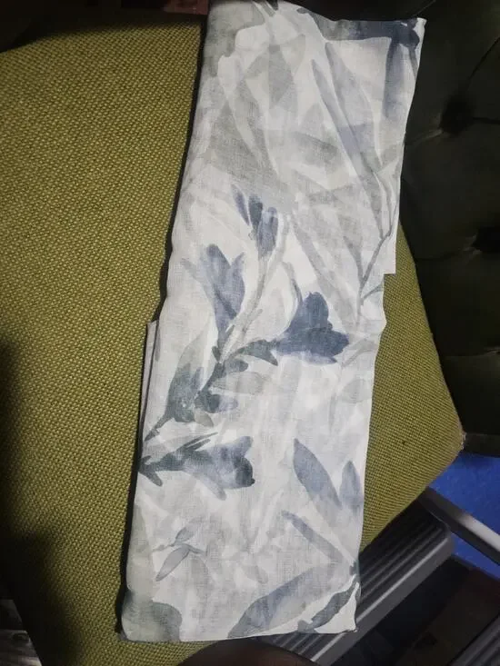 Set of 2 Panels 72 inch length Sage Green Semi Sheer Floral Curtains wRod Pocket