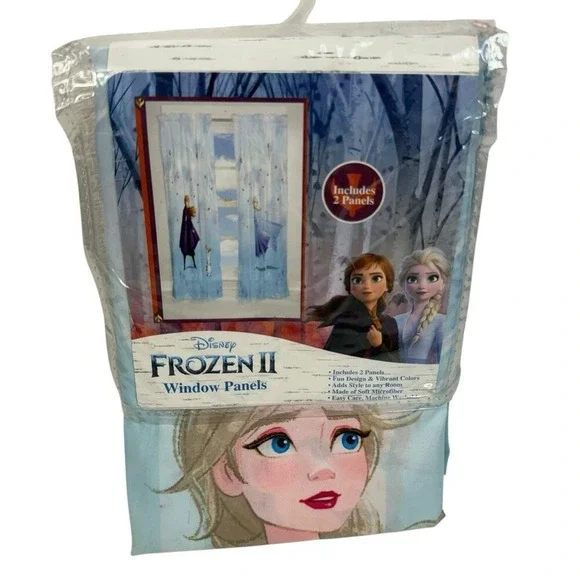 Disney Frozen Kids Bedroom Microfiber Window Curtain Set 2 Panels 63