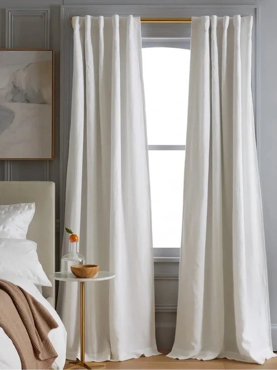 NWOT QUINCE Set Of 2 48x84 European Linen Blackout Curtains White 9373