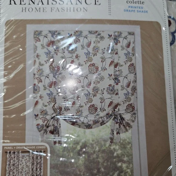 lot of 2 Renaissance Home Fashion Colette Printed Drape Shade Jewel Floral 44x63
