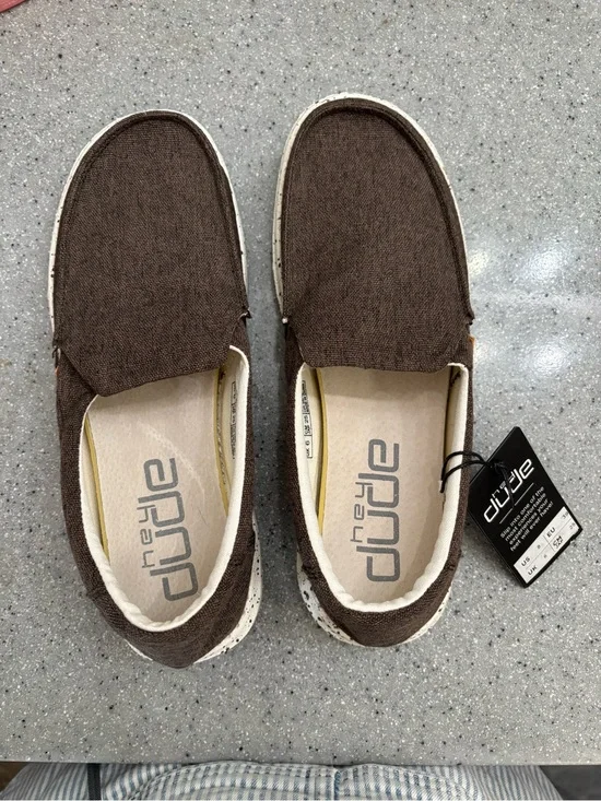 Hey Dude Dark Brown Canvas Slip-On Loafers
