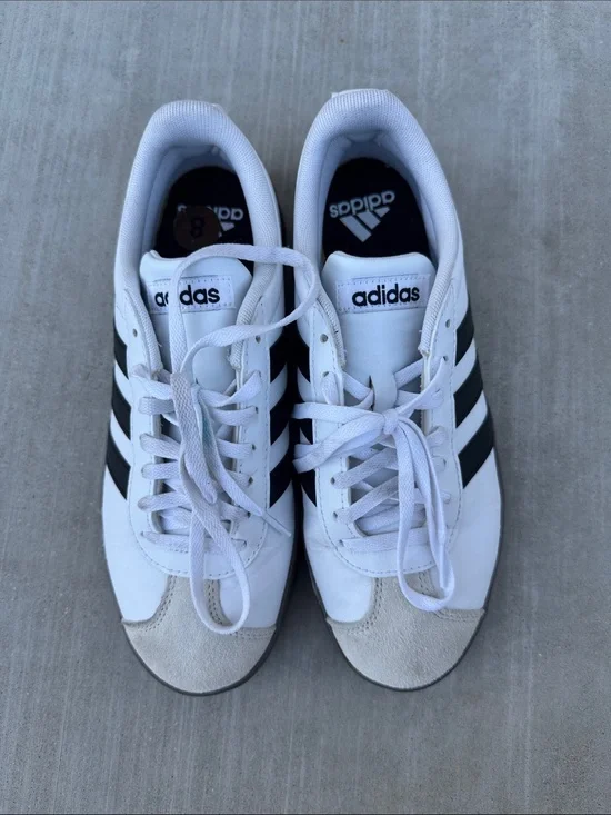 Adidas White and Black Classic Court Sneakers