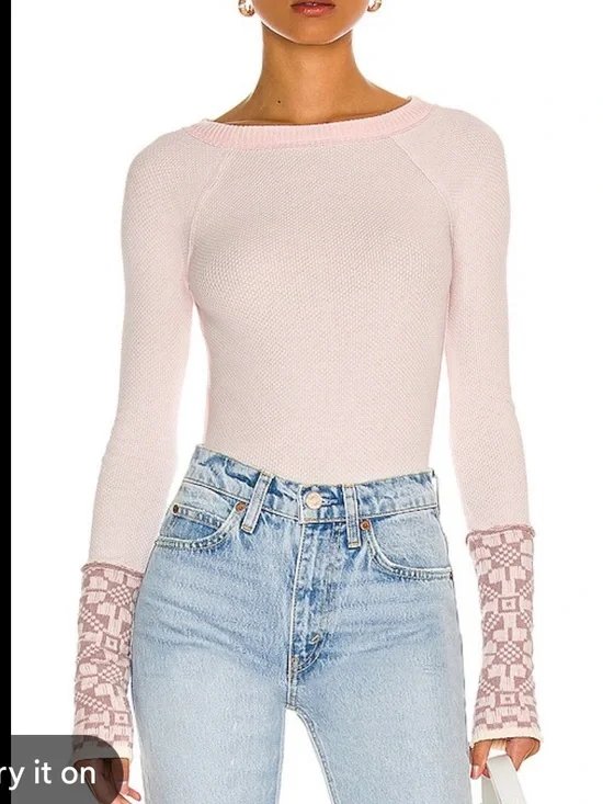 NWT Free People She’s Reversible Cuff Thermal Dreamt Kiss Waffle Top S