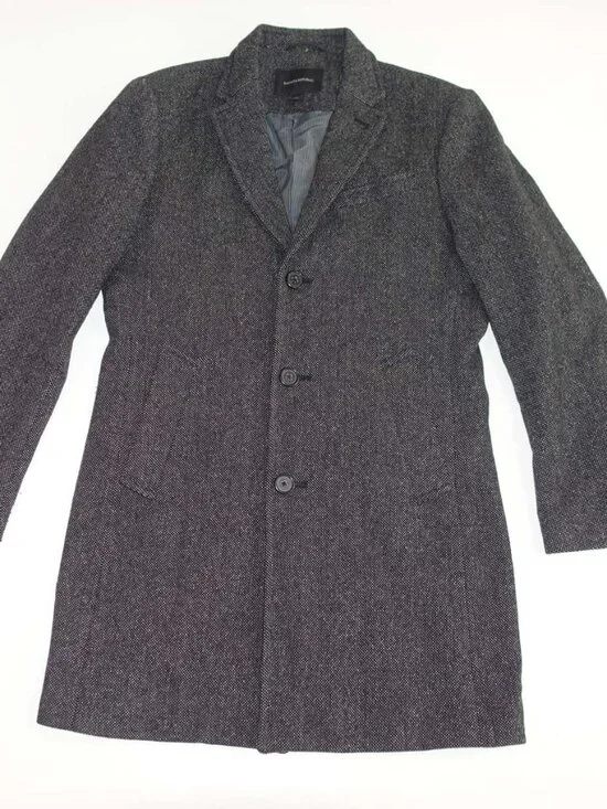Banana Republic Men's Overcoat Small Black White Donegal Wool 3 Button Coat S