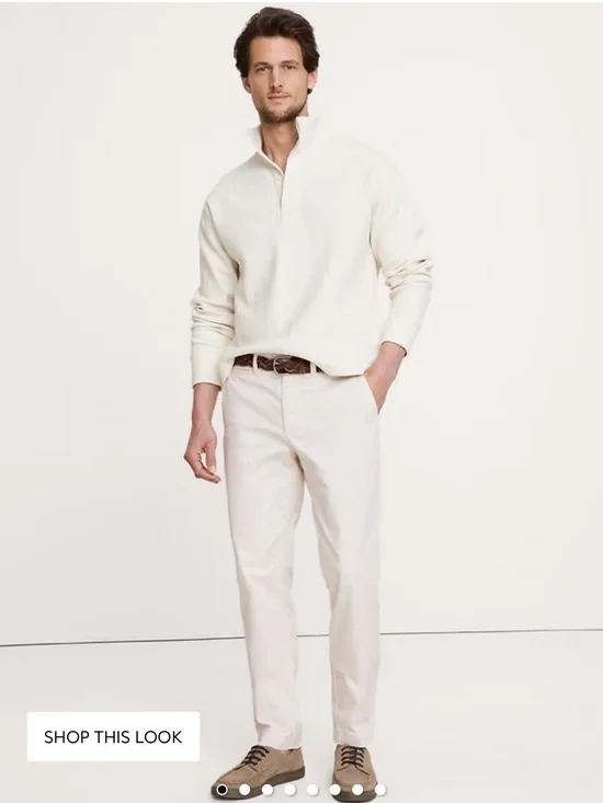NWOT Banana Republic Lived In Slim Light Khaki Chino Pants 30x30 Cream