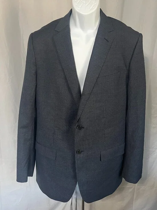 👔 Banana Republic Guabello 100% Wool Blue Check Sport Coat Blazer 42L 👔