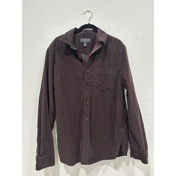 Banana Republic Mens Large Brown Corduroy Button Down Shirt Standard Fit Cotton