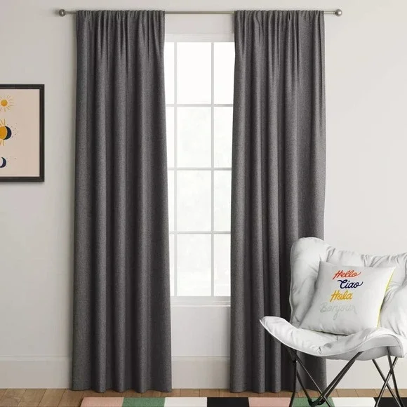 ⚡1 pc‎ Room Darkening Heathered Window Curtain Panel - Room Essentials Dark Gray
