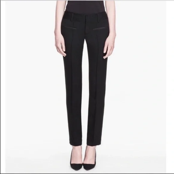 Helmut Lang Black Wool Leather Skinny Pants 6