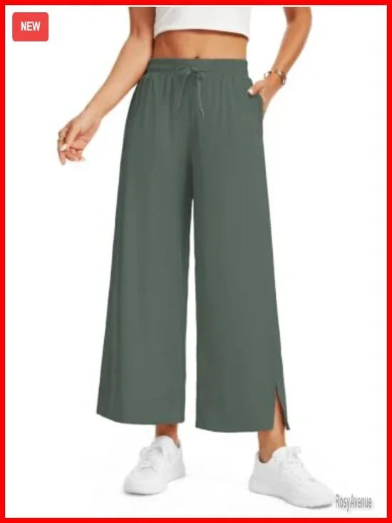 High Waisted Wide Leg Ankle Pants Lightweight Casual Dressy Trousers