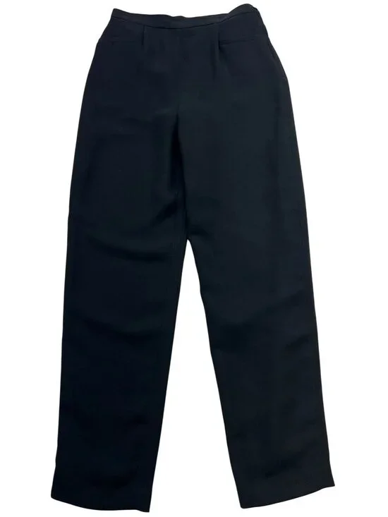 Gantos Women's Straight-Leg Pants Pleated Front Stretch Size 8 Black Solid