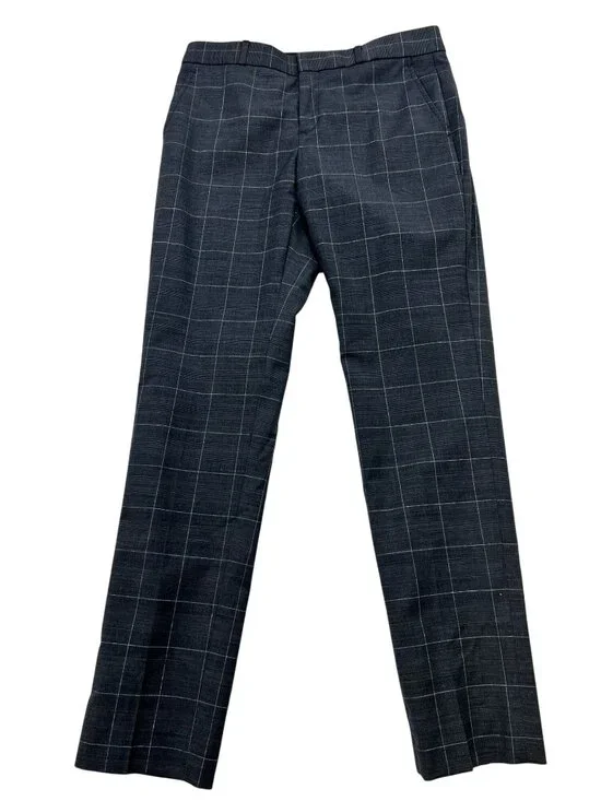 Banana Republic Womens Wool Blend Flat Front Trouser Dress Pants Size 2 Plaid