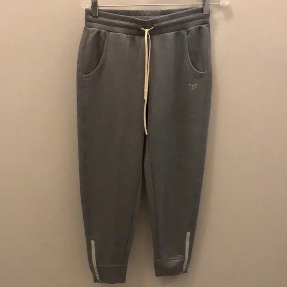 Korsa Road Runner Joggers Running Pants Gray Ankle Zipper Drawstring Size XS