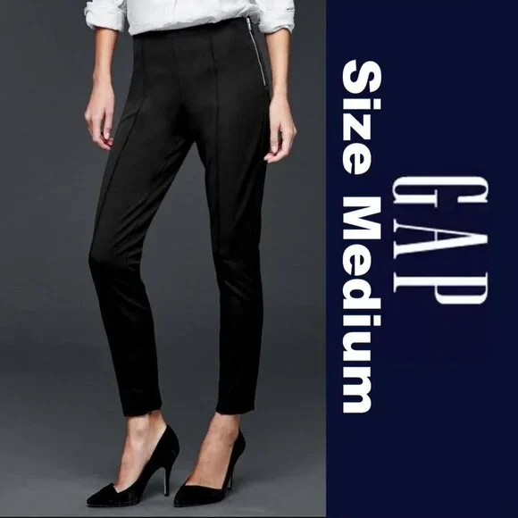 GAP Size Medium Skinny Pants Black Side Zipper Tapered at the bottom