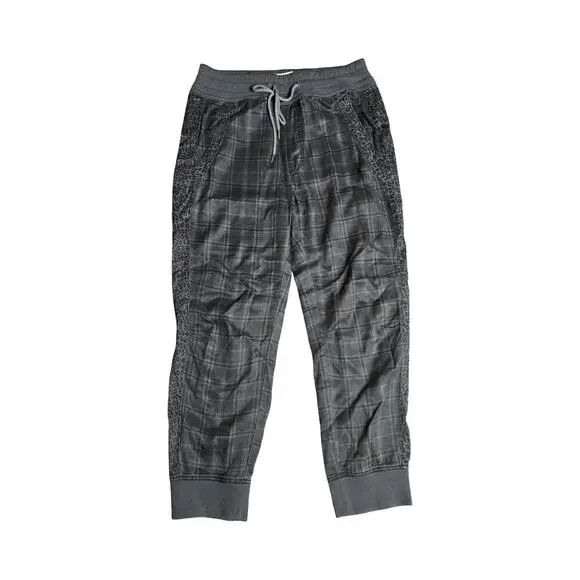 Anthropologie Gray Plaid Jogger Pants Size: M‎