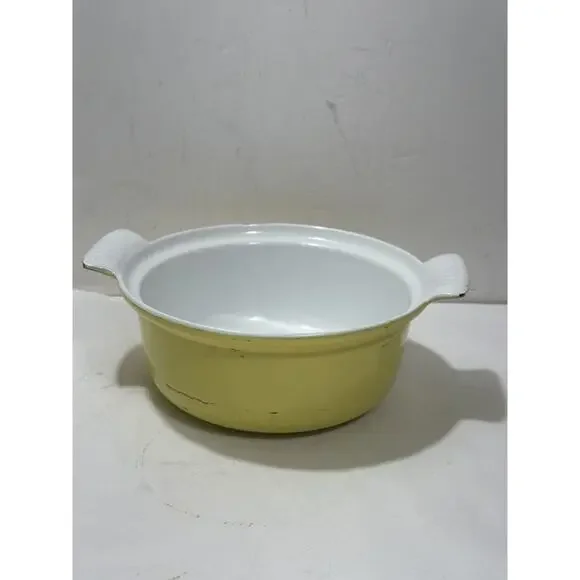 Descoware Casserole Dish‎ Pan Enameled Cast Iron 17B 18 FE Yellow No Lid Belgium
